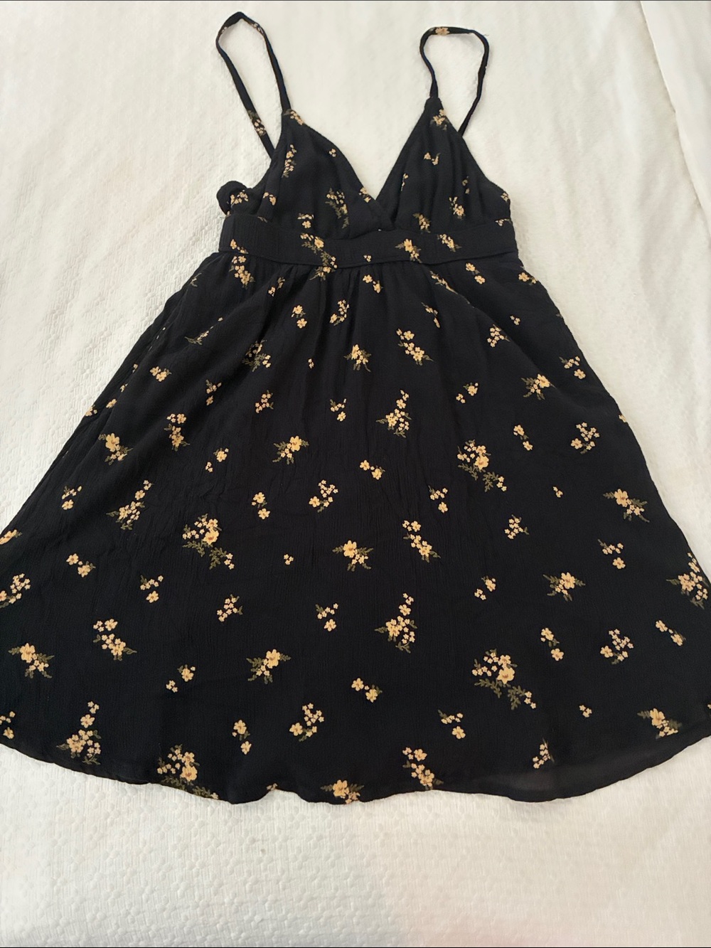 Abercrombie & Fitch Black Mini Dress with Yellow Floral Print